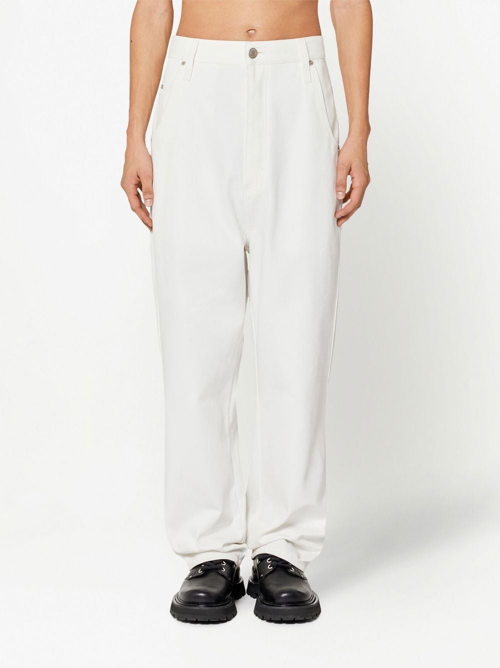 Shop Ami Alexandre Mattiussi High-rise Straight-leg Jeans In White