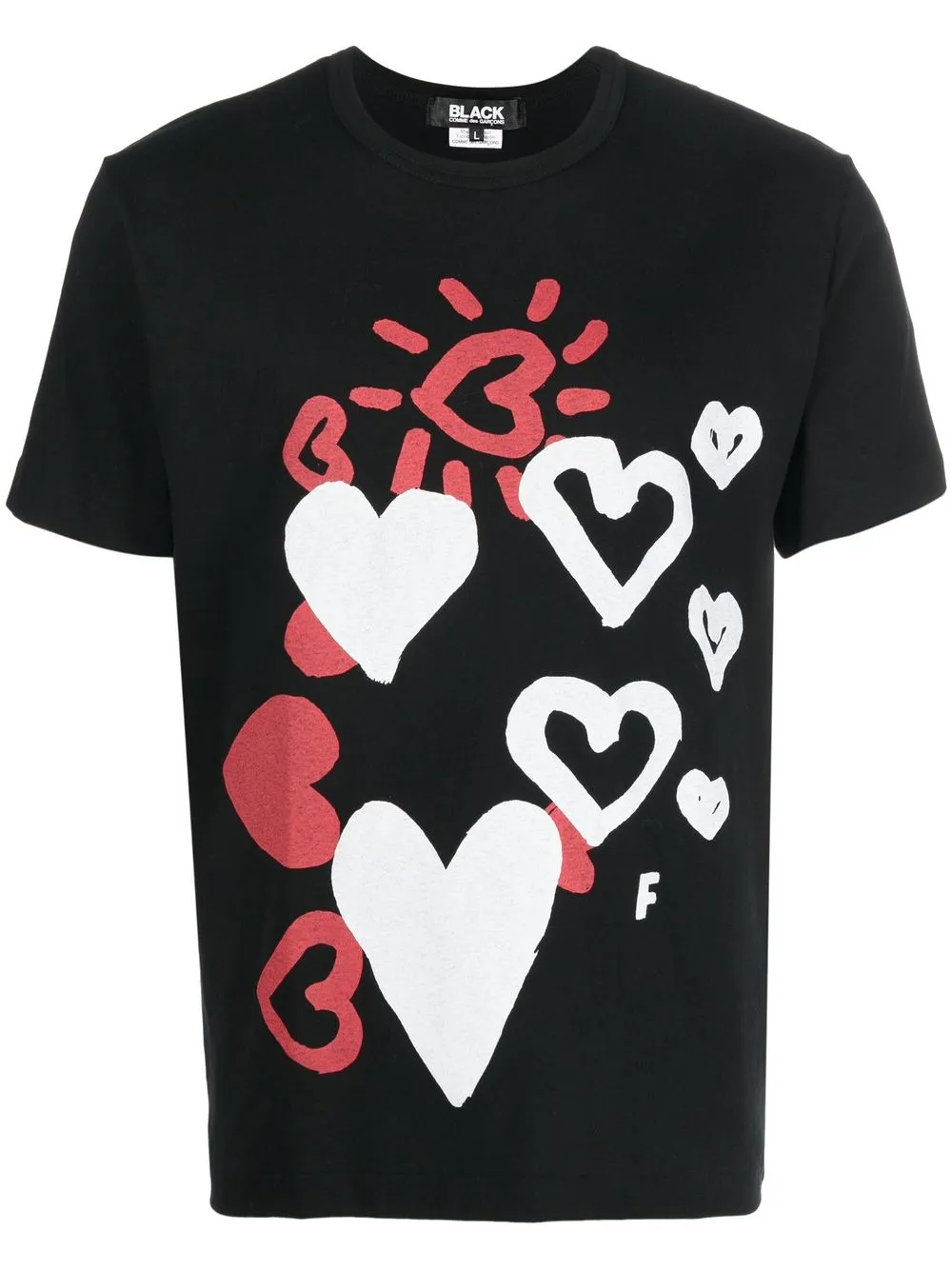 

Black Comme Des Garçons playera con corazón estampado - Negro