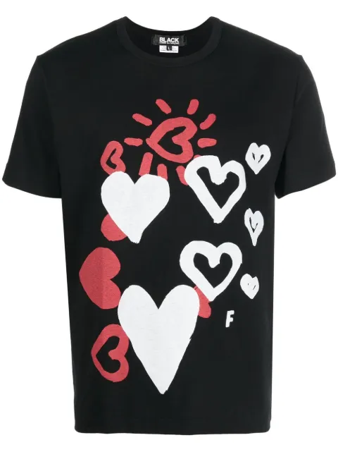 Black Comme Des Garçons heart-print detail T-shirt