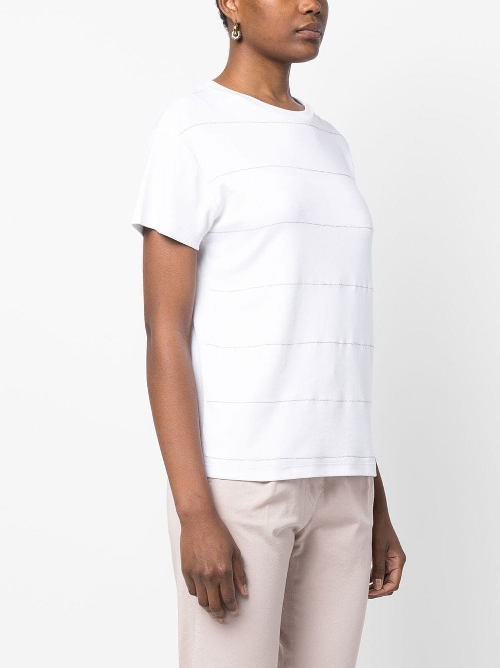 Shop Fabiana Filippi Bead-embellished Short-sleeve T-shirt In 白色