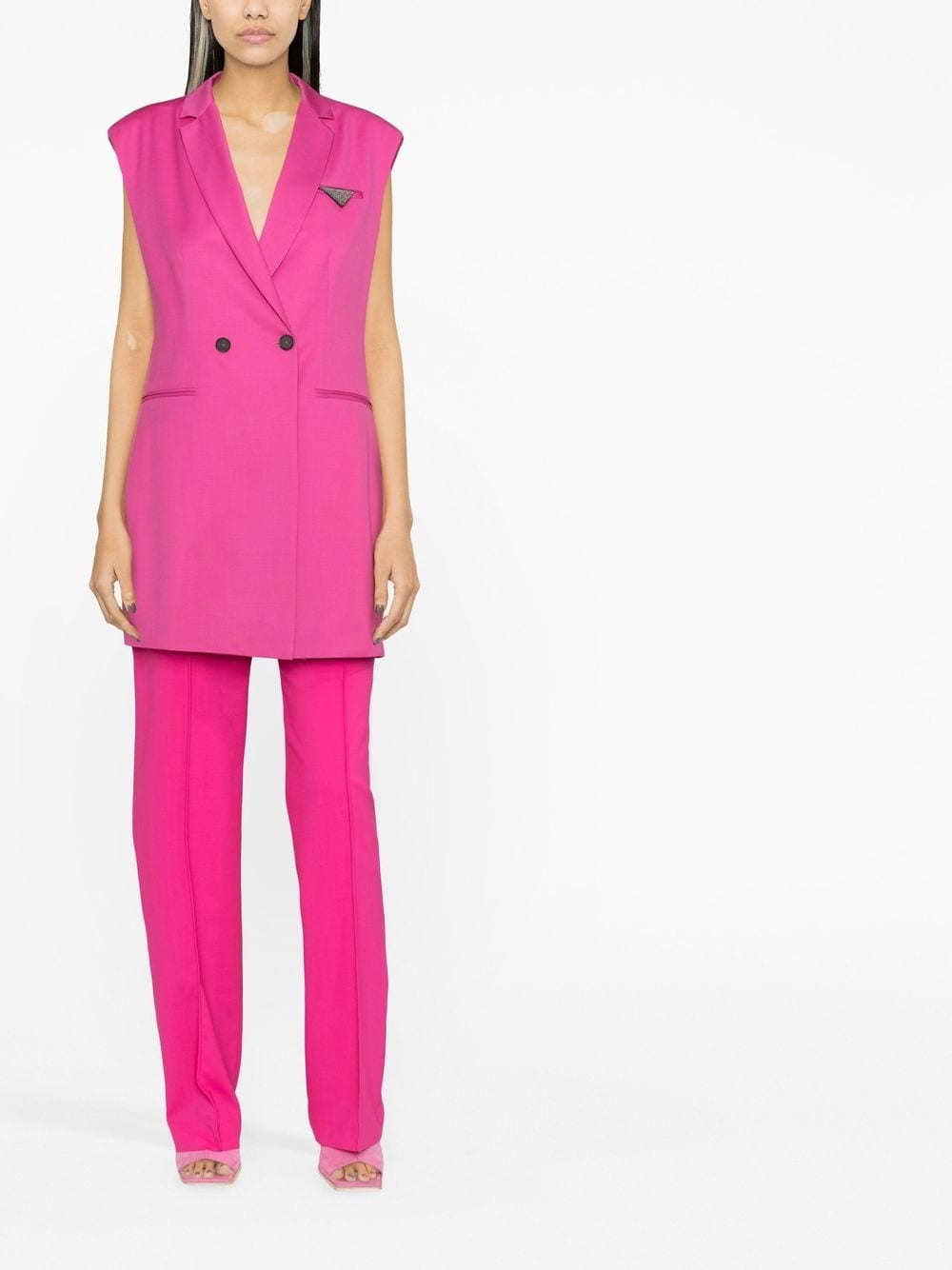 Shop Fabiana Filippi Sleeveless Merino-wool Blazer In Pink