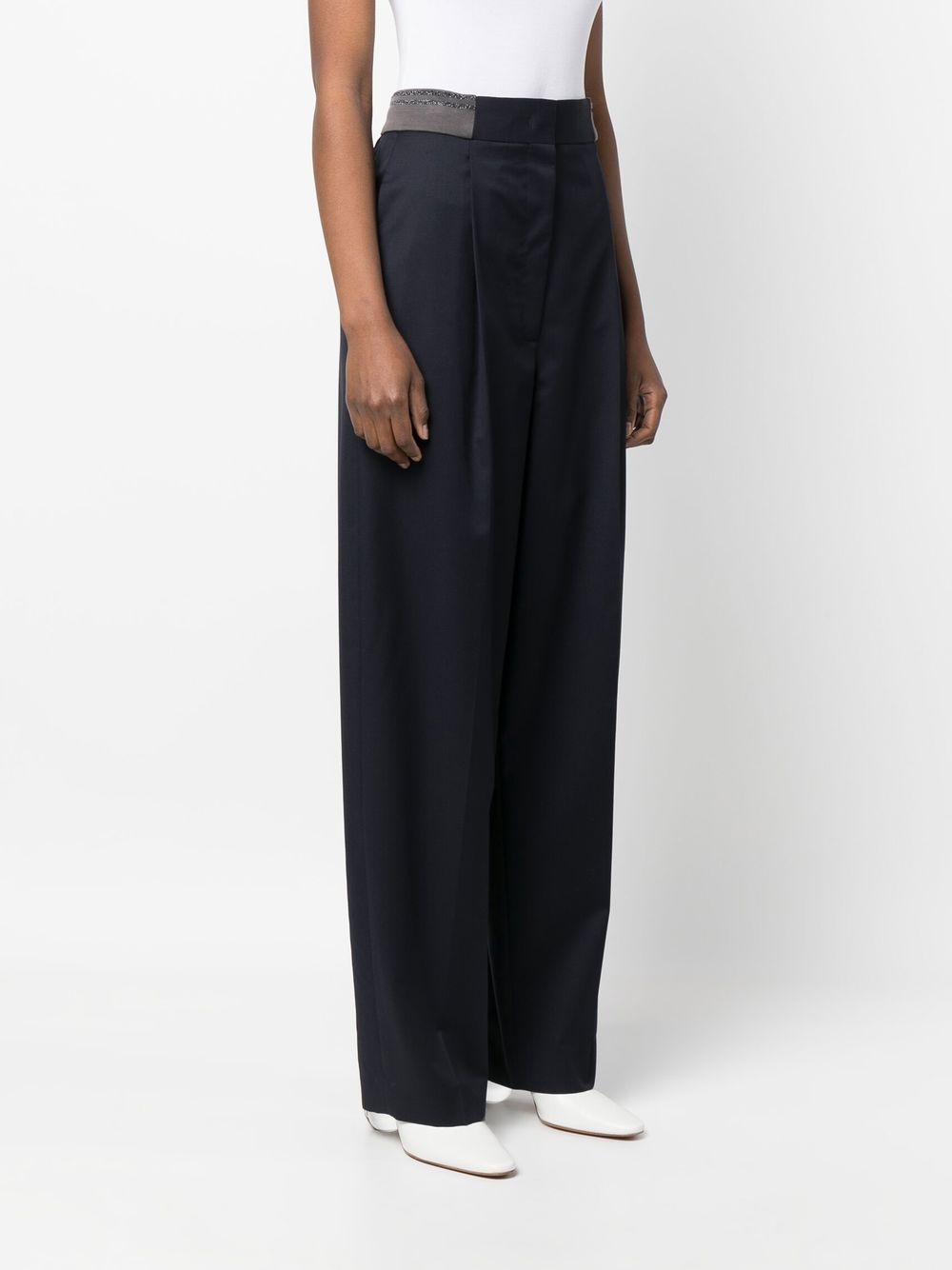 Shop Fabiana Filippi Straight-leg Cut Tailored Trousers In Blue