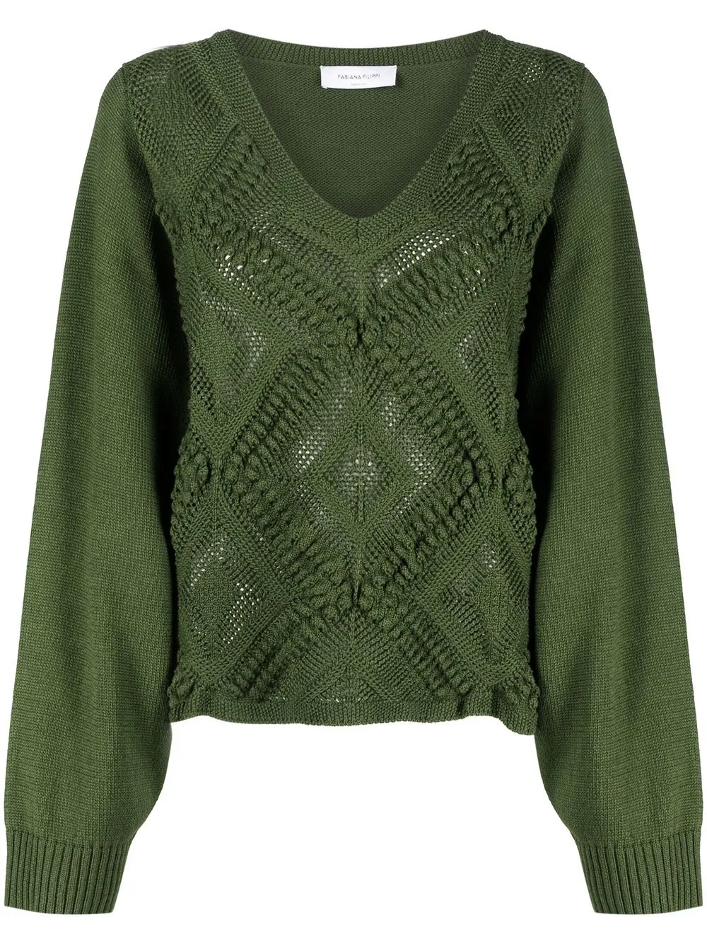 

Fabiana Filippi textured V-neck jumper - Green