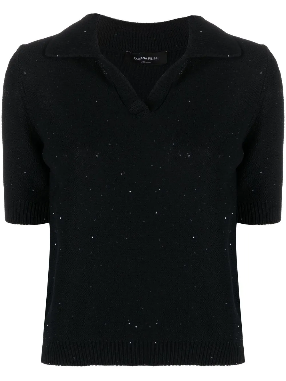 

Fabiana Filippi playera tipo polo tejida - Negro