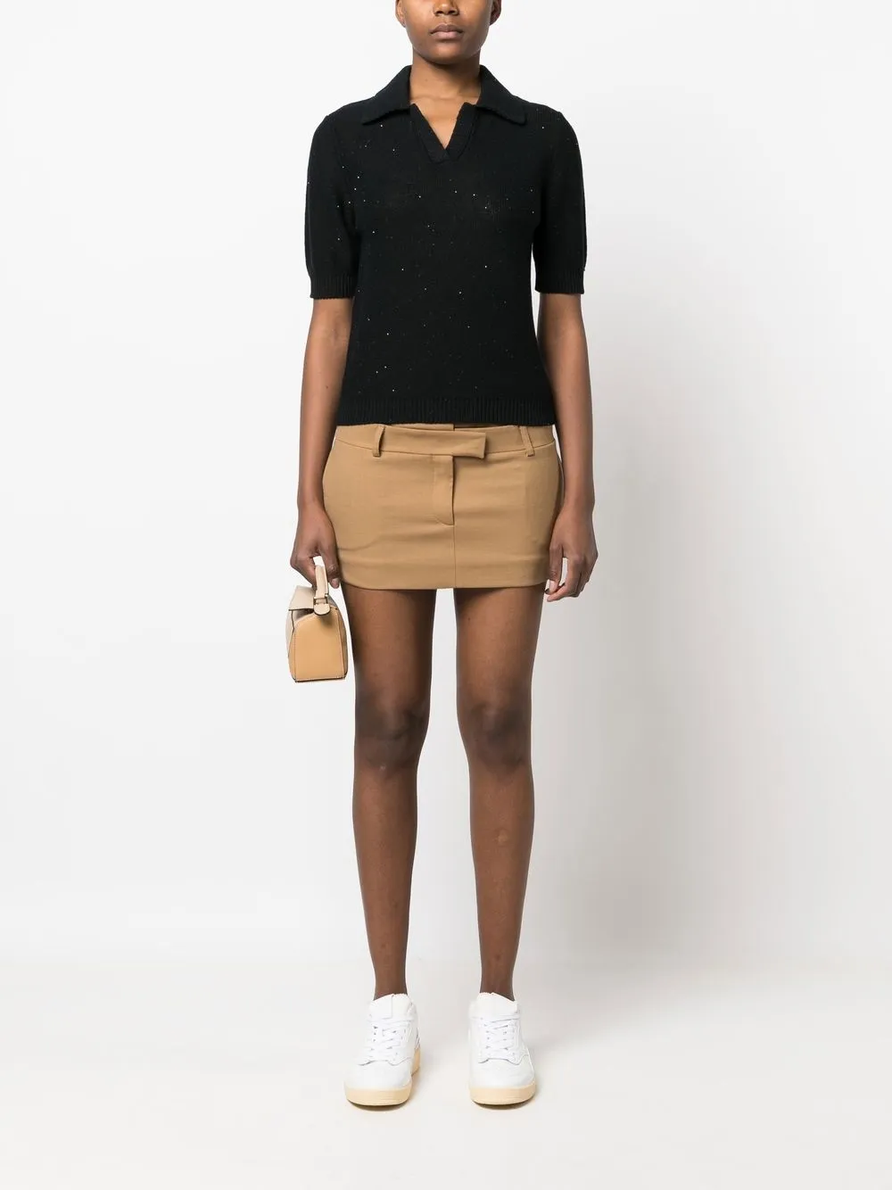 Fabiana Filippi Gebreid poloshirt - Zwart