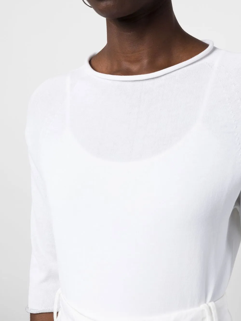 Shop Fabiana Filippi Three-quarter Length Sleeved Jumper In White