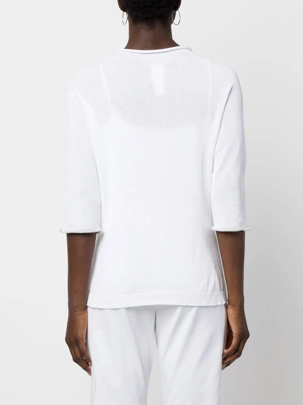 Shop Fabiana Filippi Three-quarter Length Sleeved Jumper In White