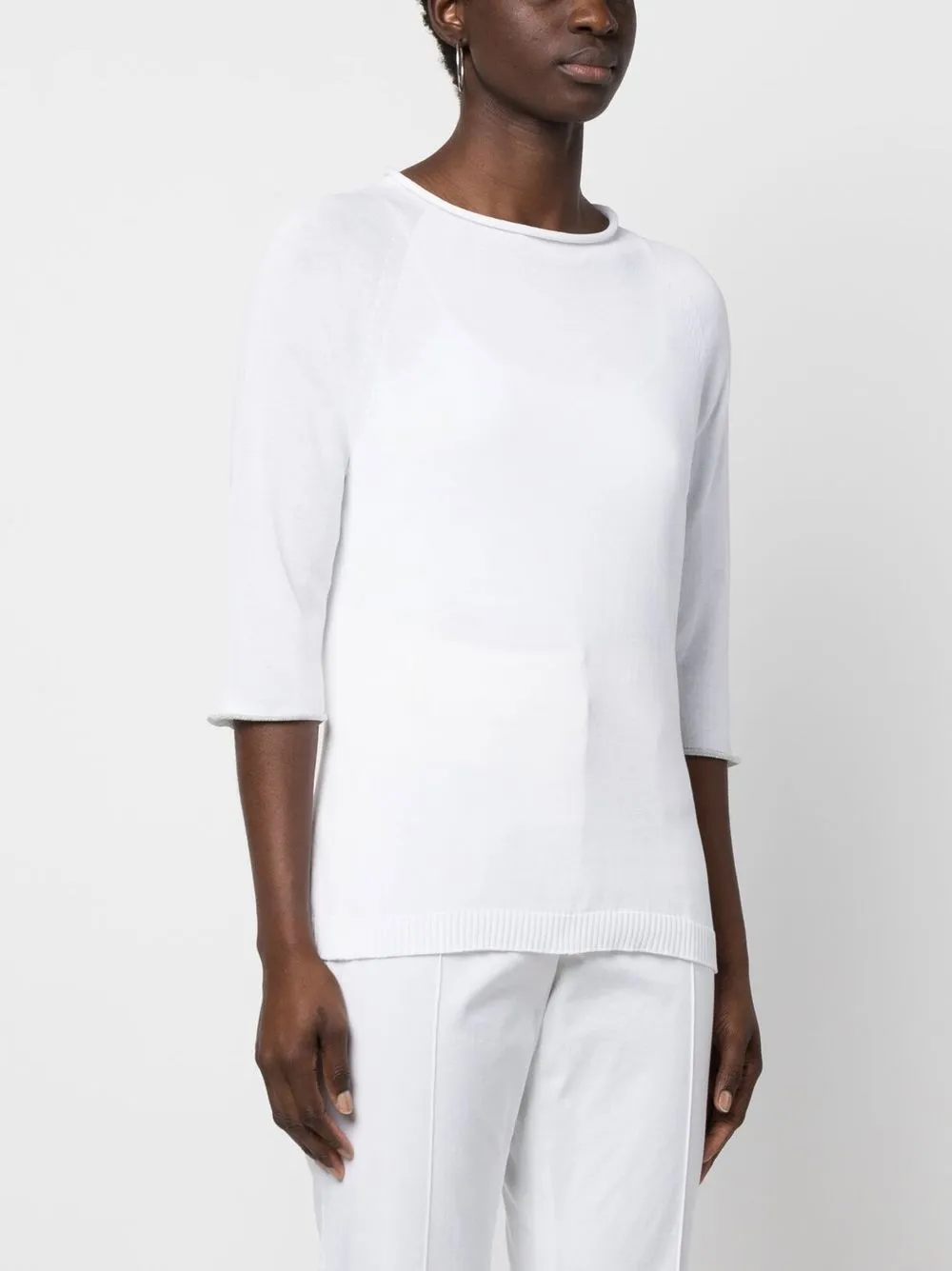 Shop Fabiana Filippi Three-quarter Length Sleeved Jumper In White