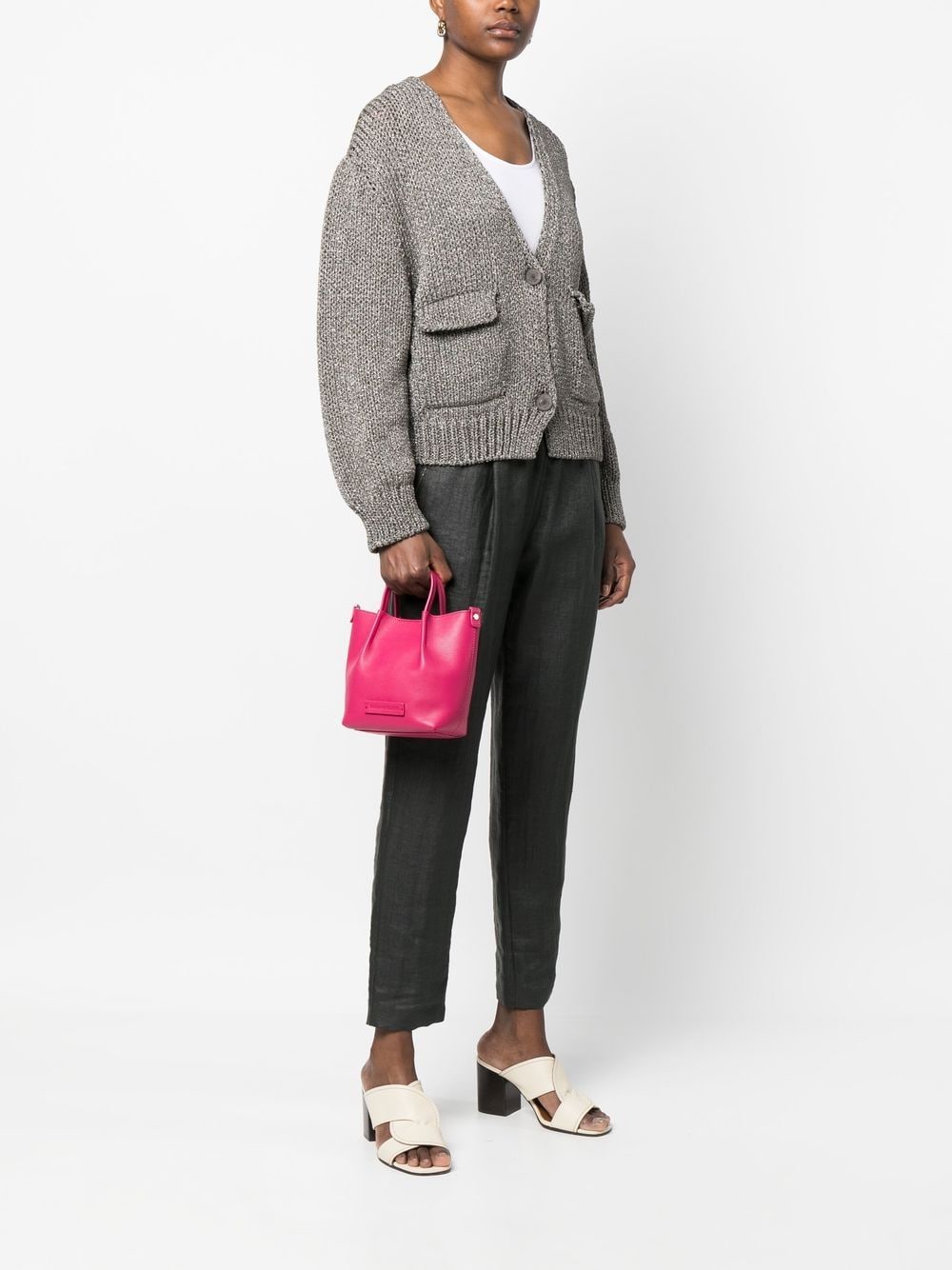 Shop Fabiana Filippi Small Inga Logo-patch Leather Crossbody Bag In Pink