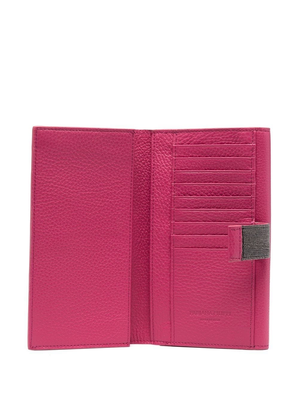 Shop Fabiana Filippi Bead Chain Detail Wallet In Pink