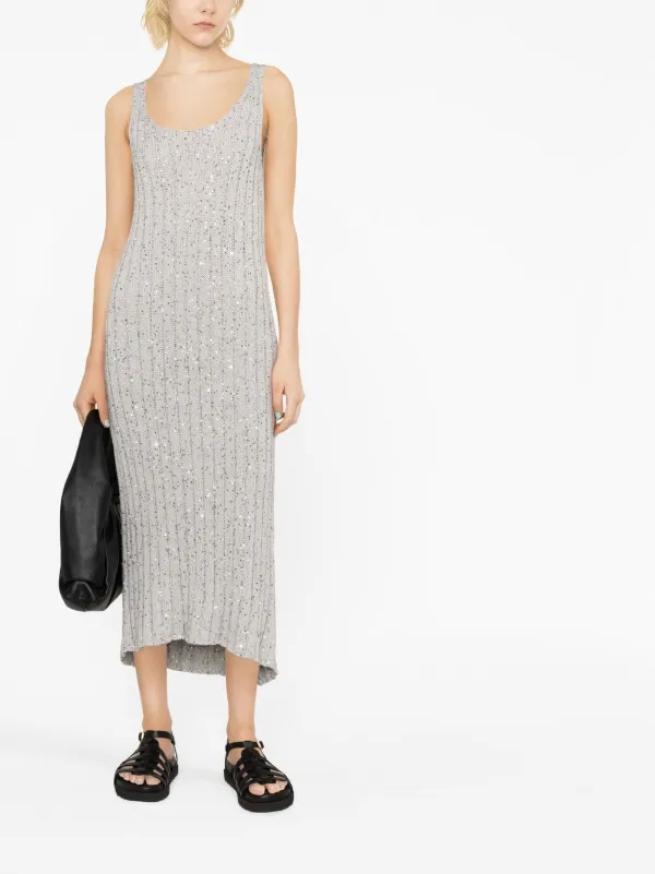 Fabiana Filippi sequin-embellished Knitted Midi Dress | Grey | FARFETCH GH
