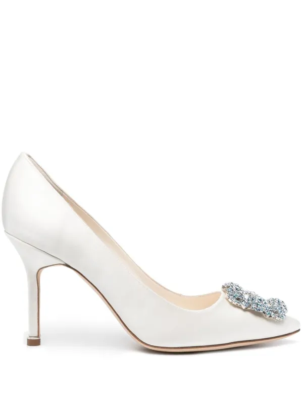 Manolo Blahnik Scarpin Hangisi Com Salto 95mm | Branco | FARFETCH BR