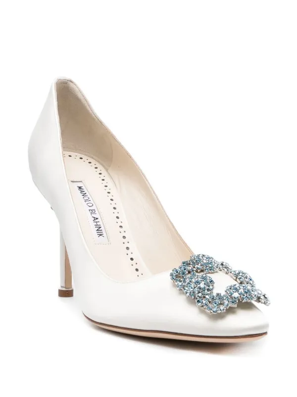 Manolo Blahnik Scarpin Hangisi Com Salto 95mm | Branco | FARFETCH BR