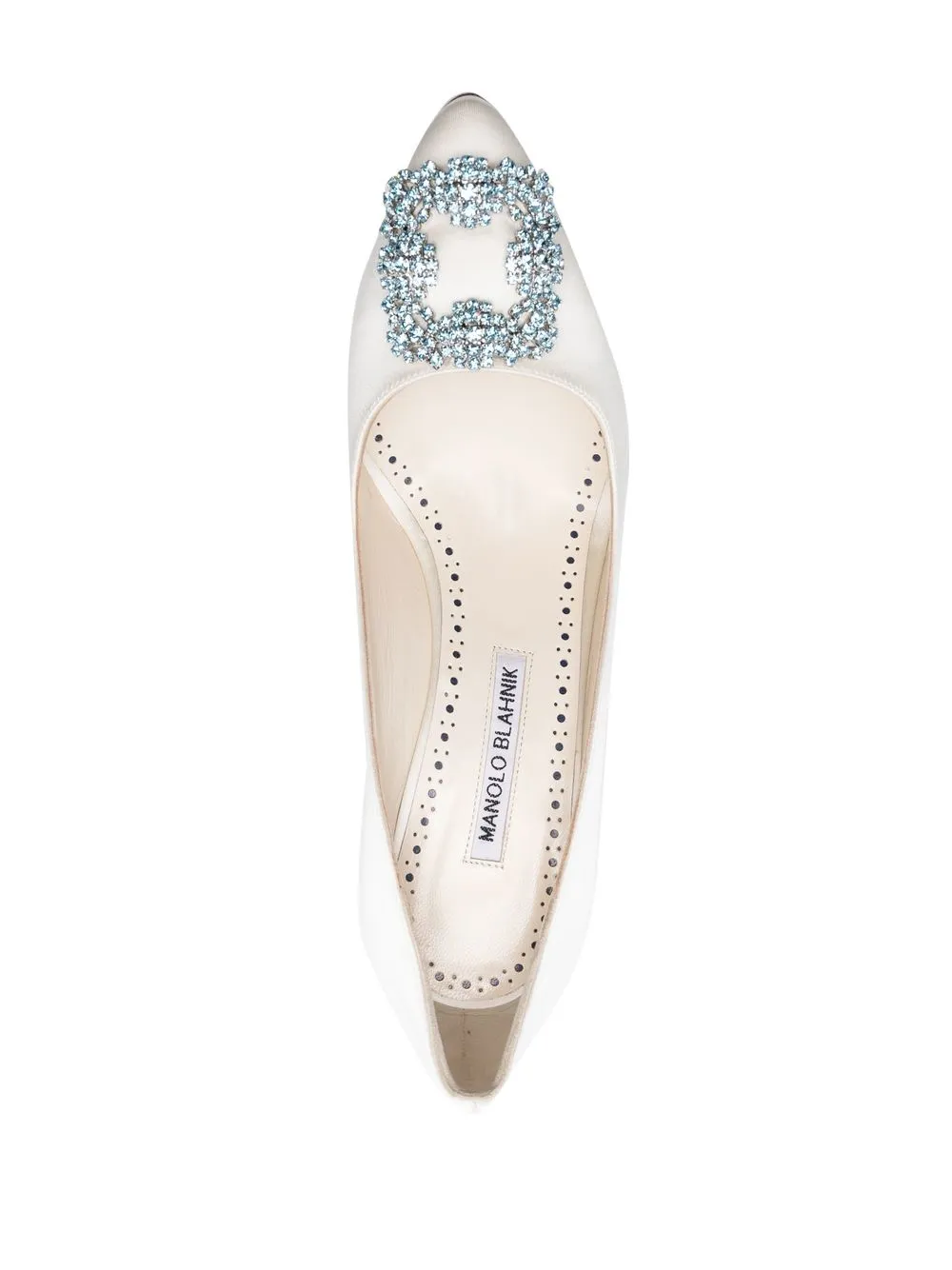 Manolo Blahnik Hangisi 90 Ivory Satin Pumps In 白色