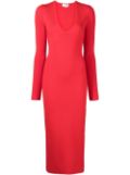 Victoria Beckham deep V-neck midi-dress - Red