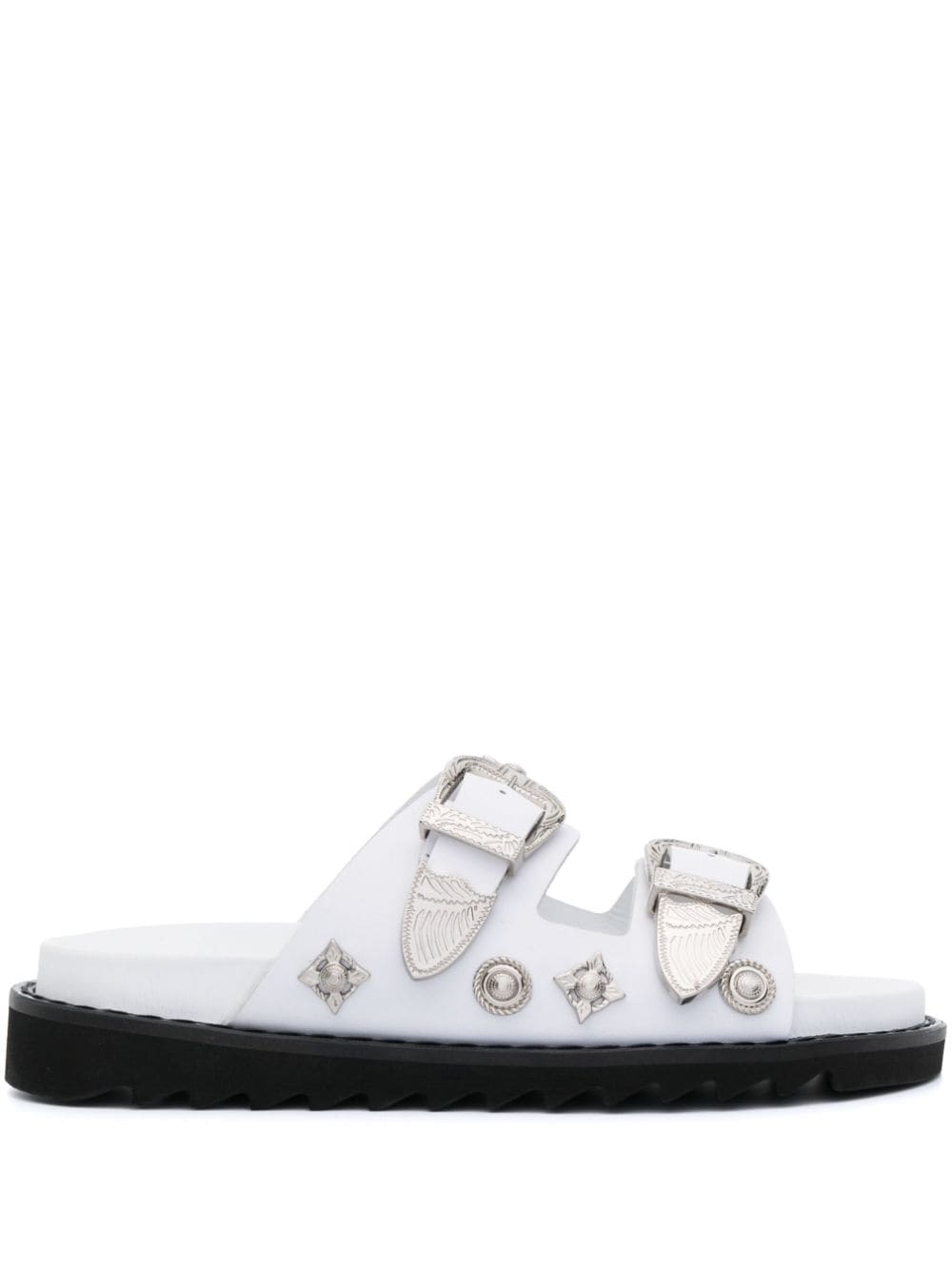 Toga Double-buckle Slip-on Sandals In White