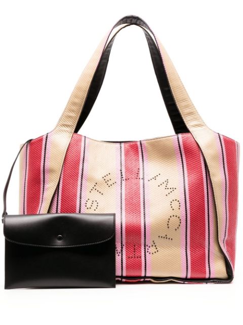 Stella McCartney striped raffia tote bag Women