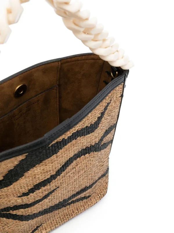 Stella McCartney Tiger Jacquard Raffia Bucket Bag | Neutrals