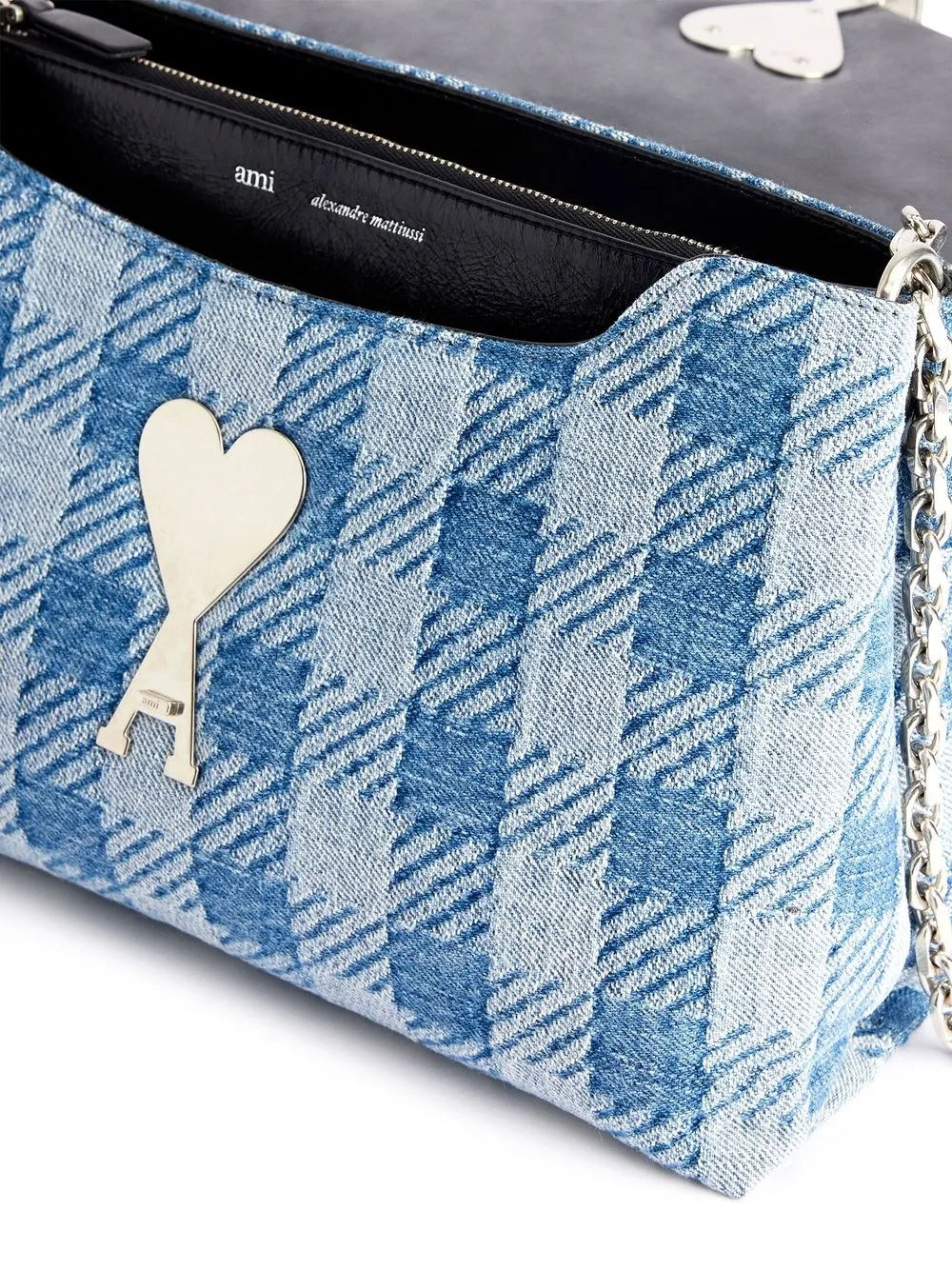 Shop Ami Alexandre Mattiussi Voulez-vous Check-print Shoulder Bag In Blue