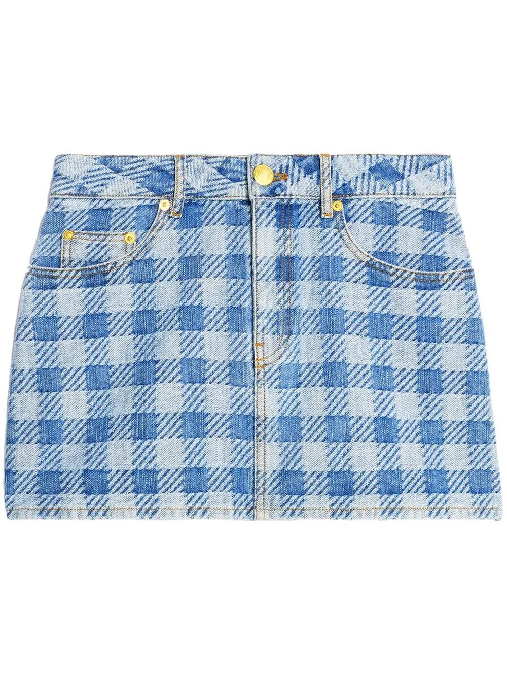 

AMI Paris checked denim miniskirt - Blue