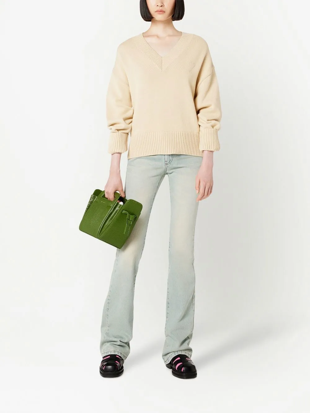 Ami Alexandre Mattiussi Low-rise Bootcut Jeans In Blue