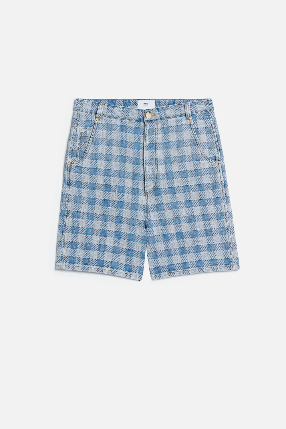 Ami Alexandre Mattiussi Alex Checkered Denim Shorts