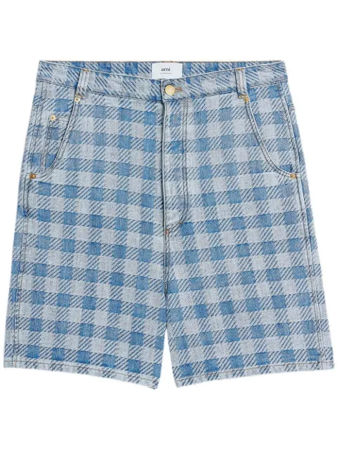 AMI Paris Alex checkered denim shorts