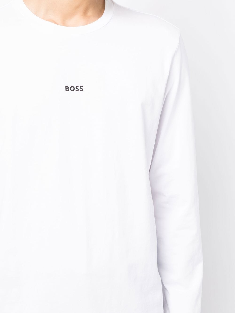 Shop Hugo Boss Logo-print Long-sleeve T-shirt In White