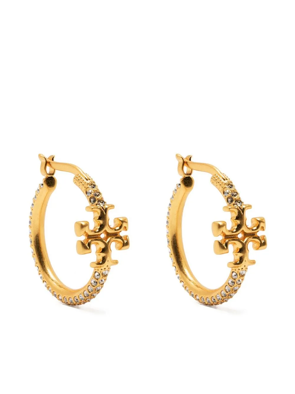 Tory Burch Logo-plaque Small Hoop Earrings In Gold