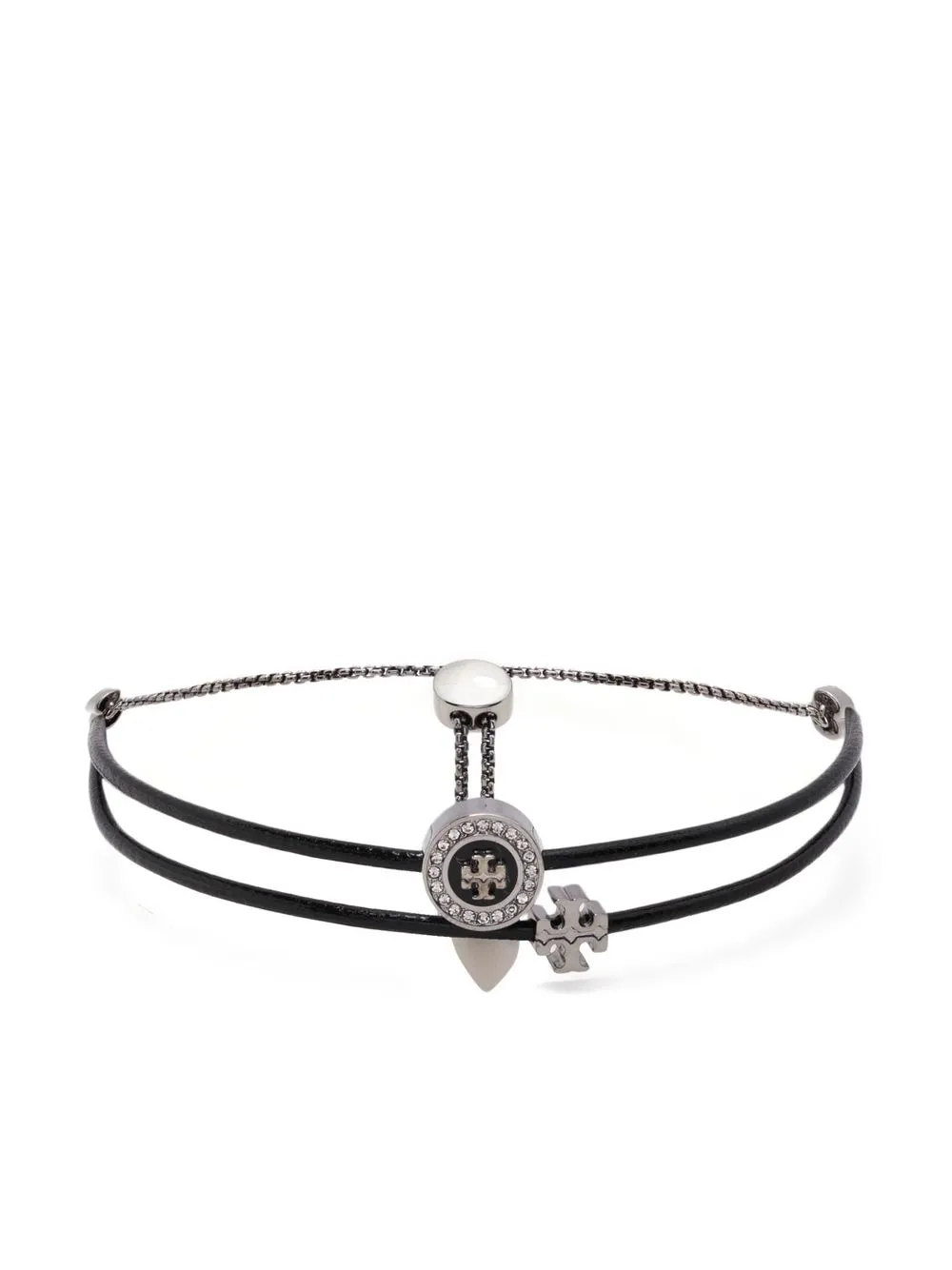 

Tory Burch pulsera con cordones y dije del logo - Negro