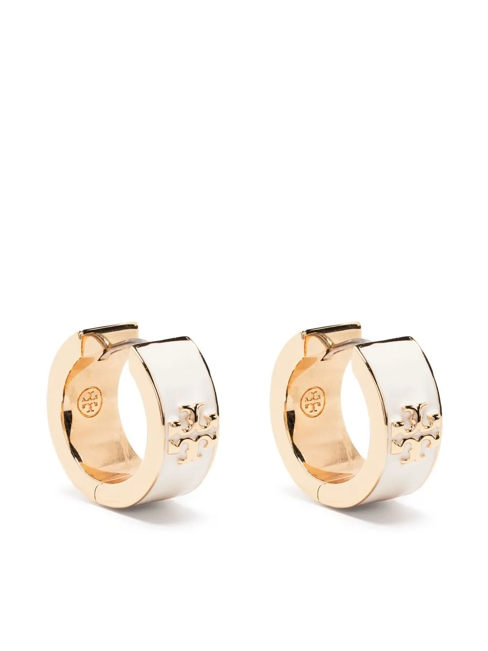 

Tory Burch logo-plaque huggie-hoop earrings - Gold