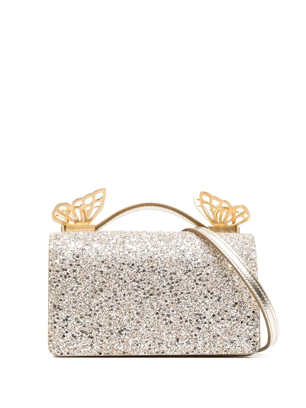 

Sophia Webster butterfly-embellished glittered tote - Gold