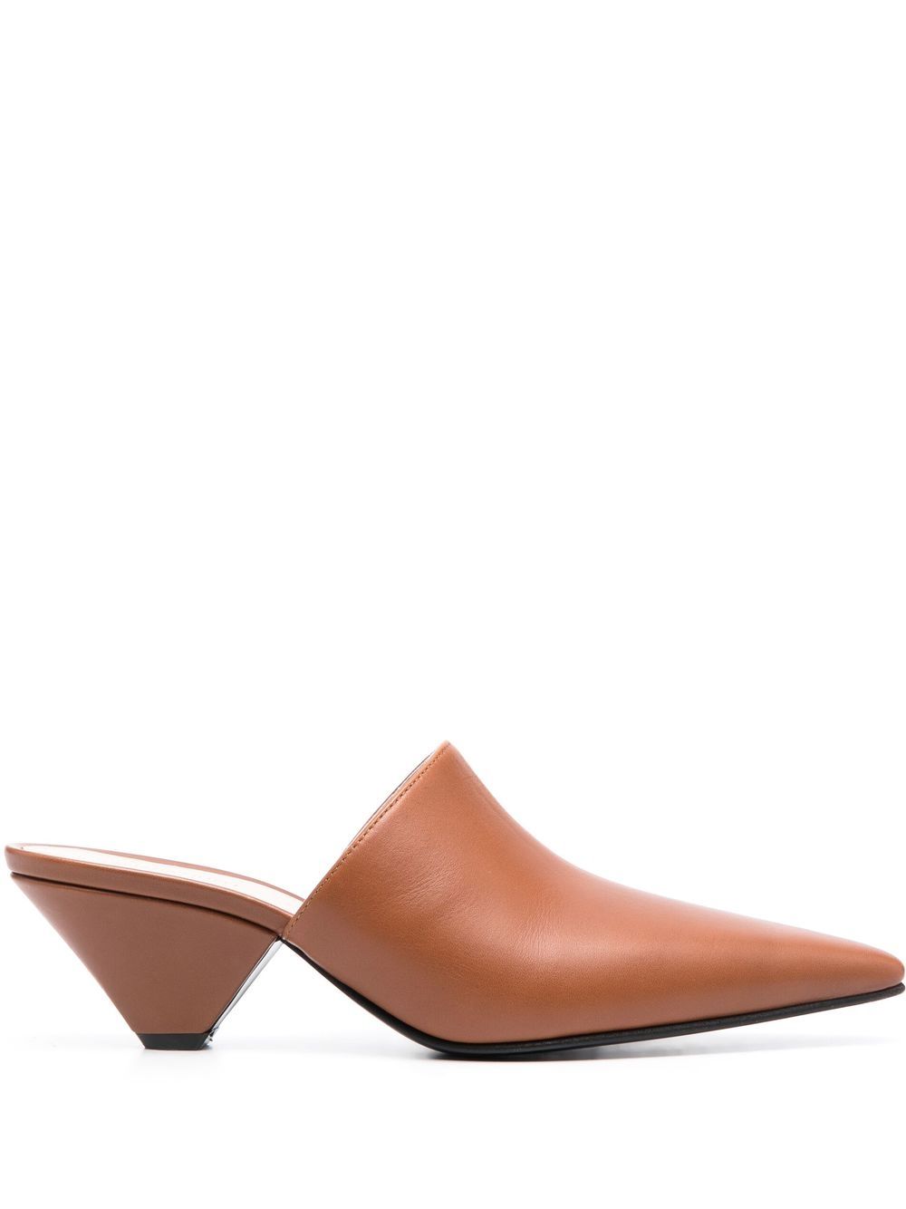 Fabiana Filippi Pointed 55mm Leather Mules In Braun