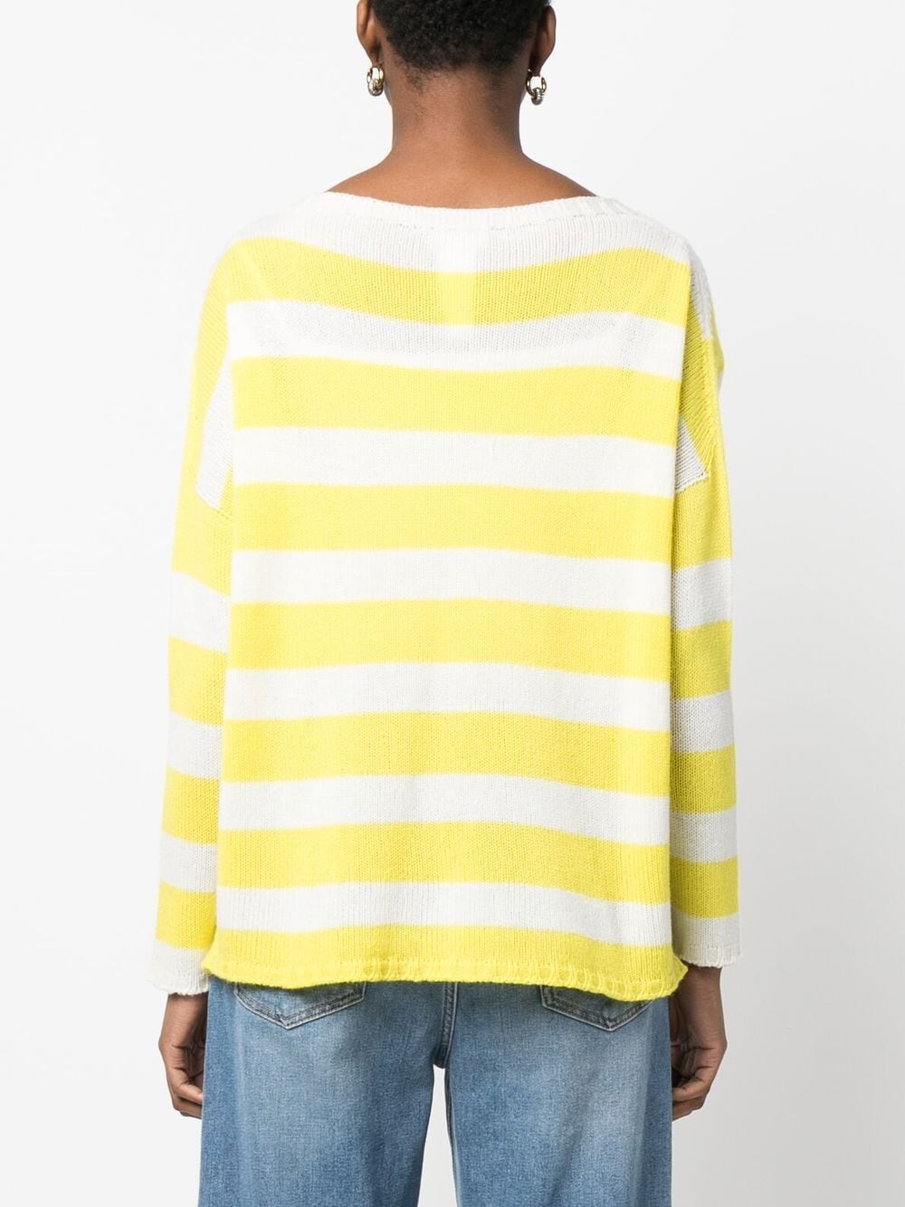 Shop Fabiana Filippi Striped Cashmere Jumper In Yellow