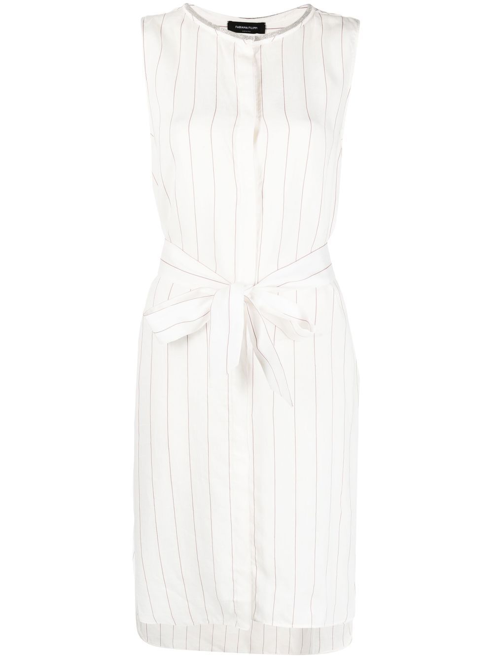 Fabiana Filippi tied-waist striped shirt - White