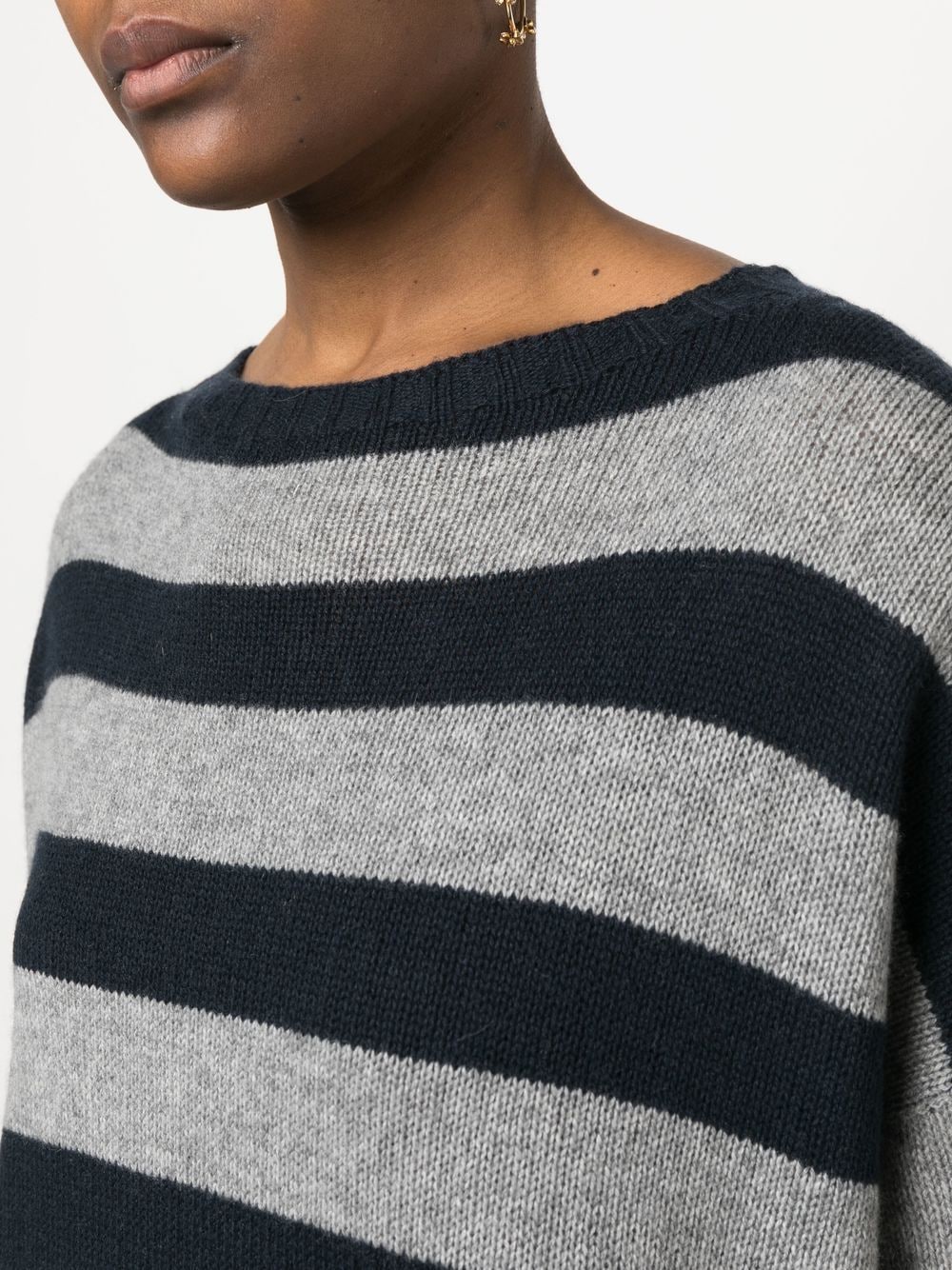 Shop Fabiana Filippi Stripe-print Cashmere Jumper In Grey