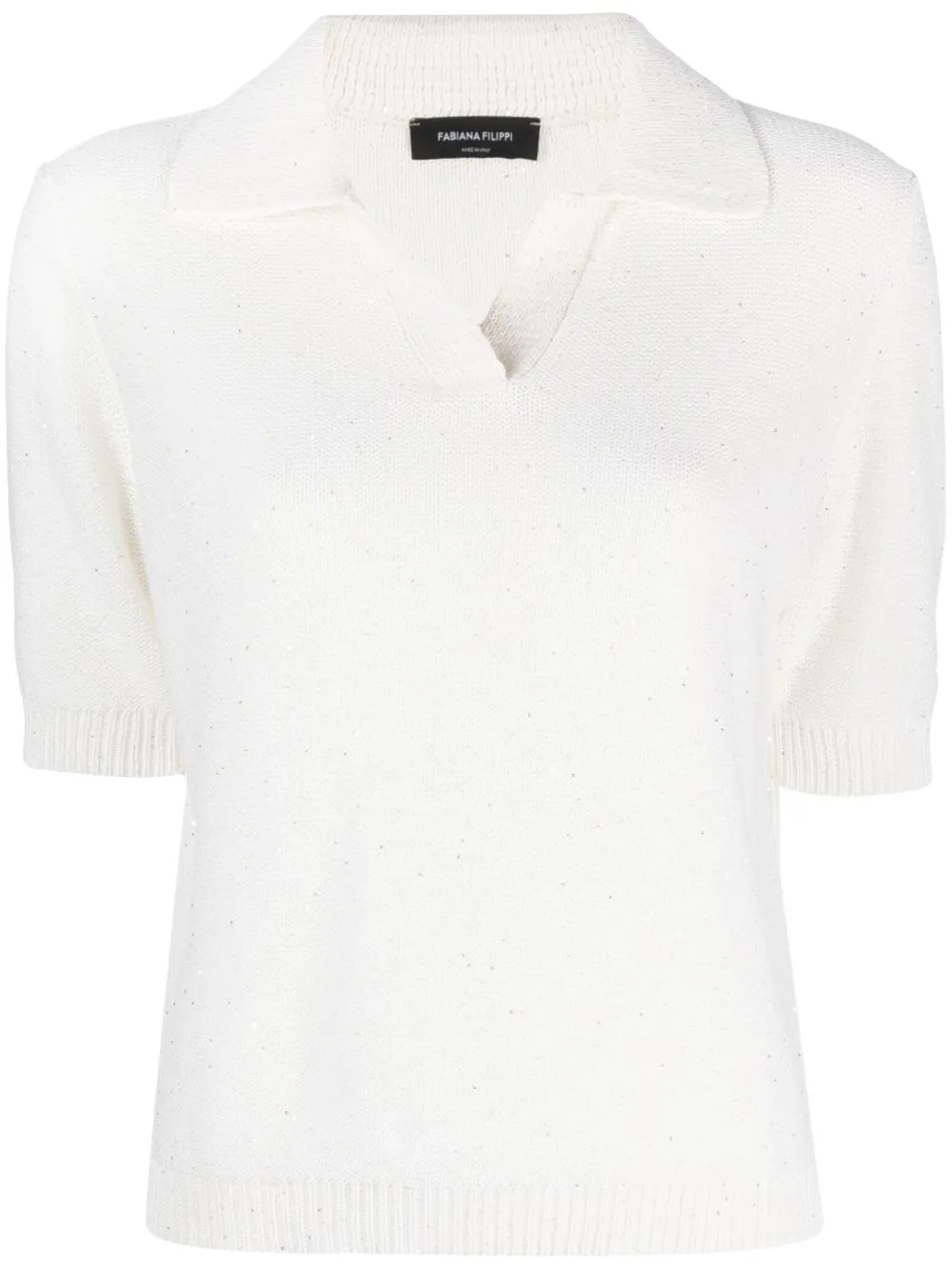 

Fabiana Filippi sequin-embellished knitted polo top - White