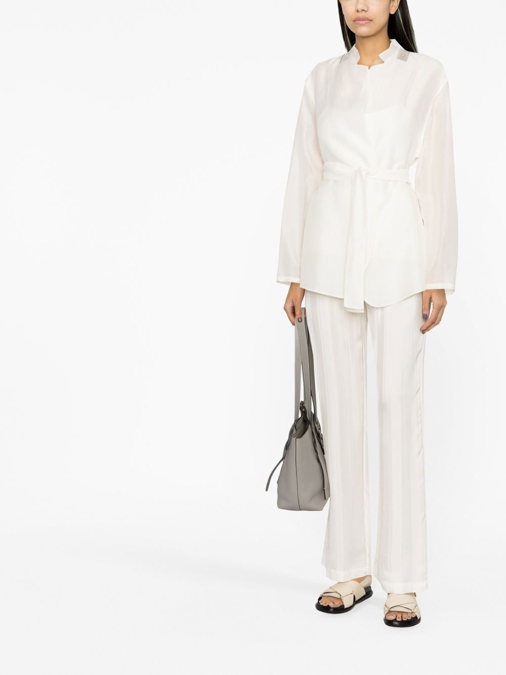 Shop Fabiana Filippi Tie-waist Jacket In White