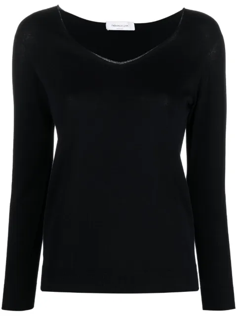 Fabiana Filippi glitter-detail V-neck jumper