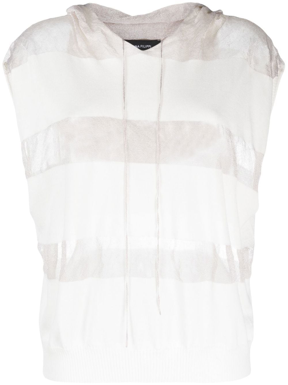 Fabiana Filippi Striped Metallic-effect Sleeveless Hoodie In White