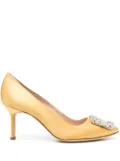 Manolo Blahnik Hangisi 70mm crystal-buckle pumps - Yellow