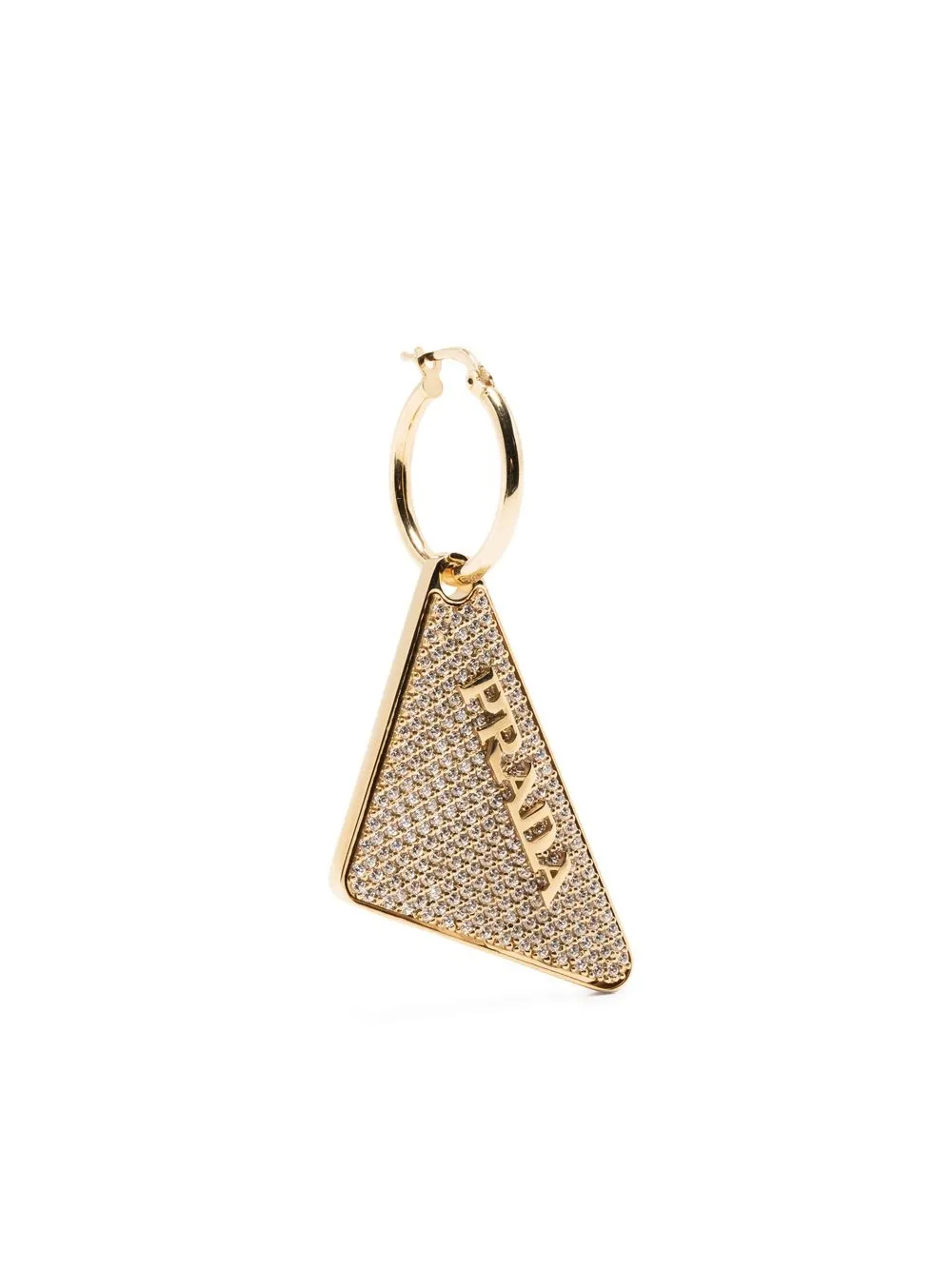 Prada Crystal-embellished Triangle Earring In Gold