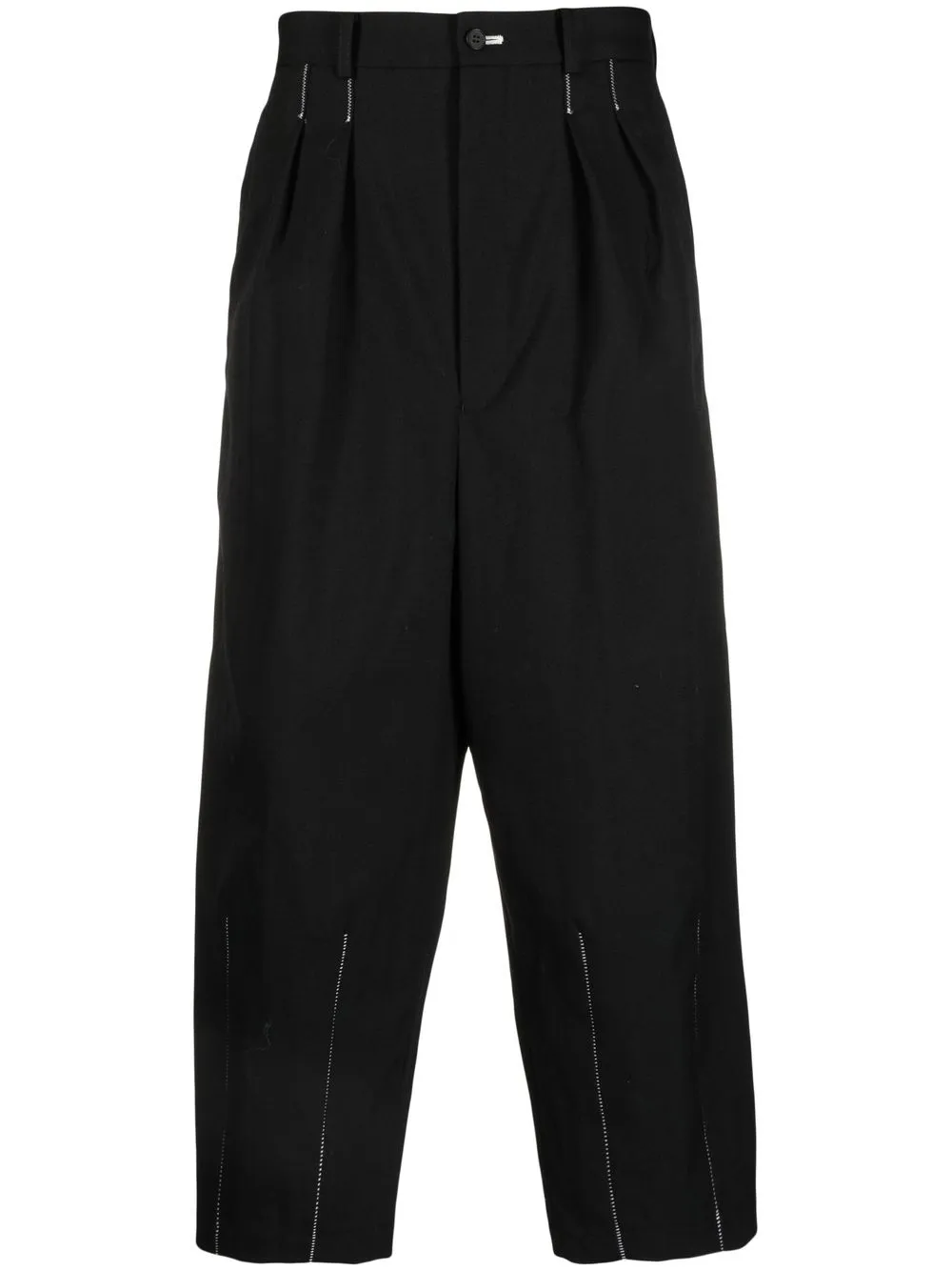 

Comme Des Garçons Homme contrast stitching cropped wool trousers - Black