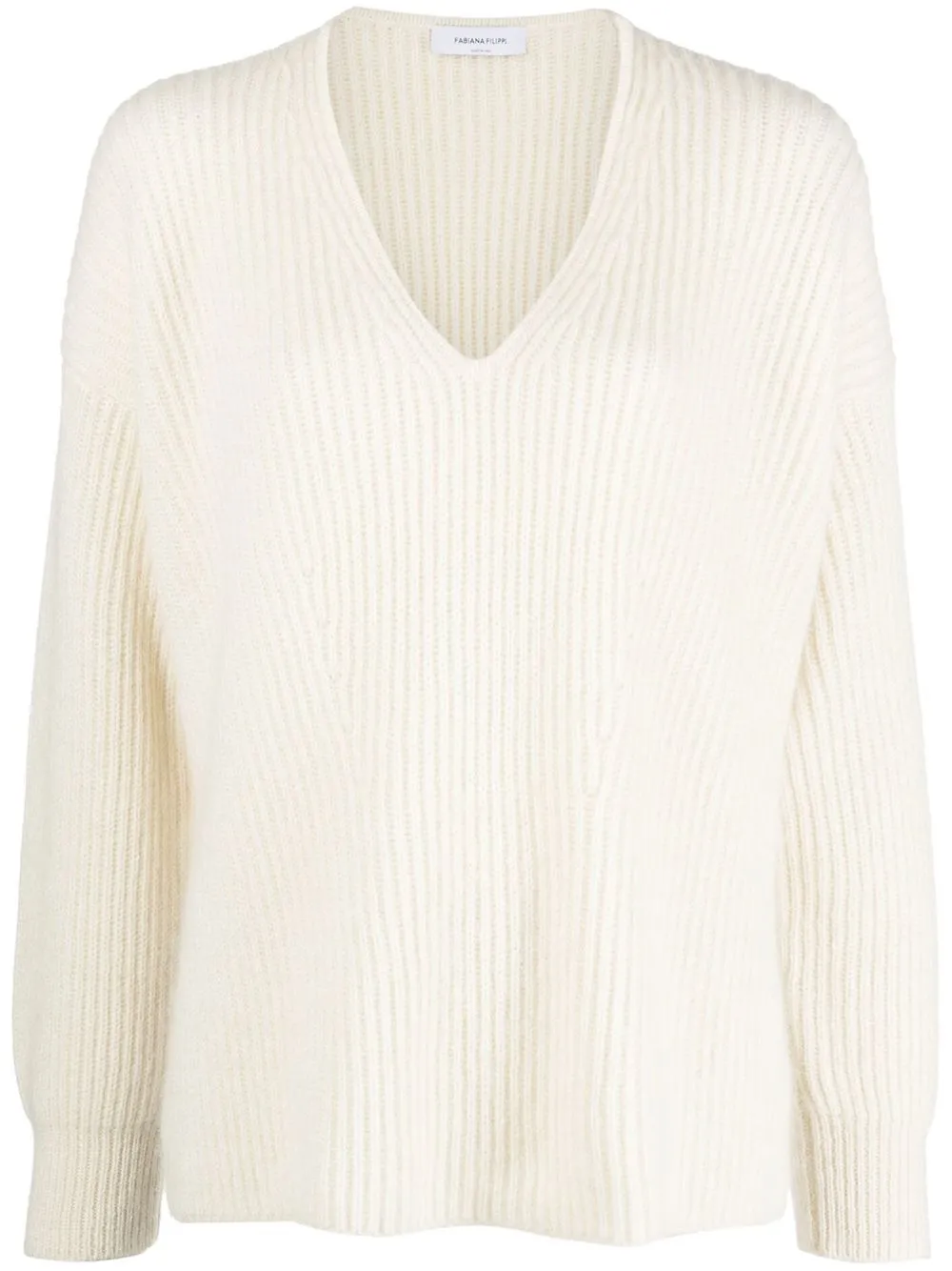 

Fabiana Filippi ribbed v-neck jumper - Neutrals