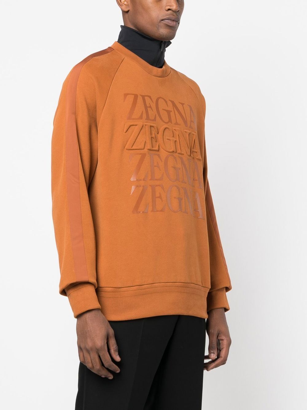 Shop Zegna Embossed-logo Cotton Sweatshirt In Orange