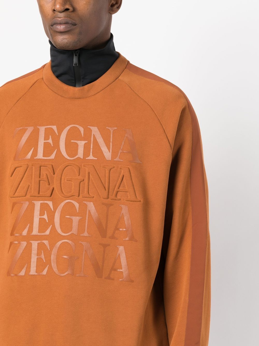 Shop Zegna Embossed-logo Cotton Sweatshirt In Orange