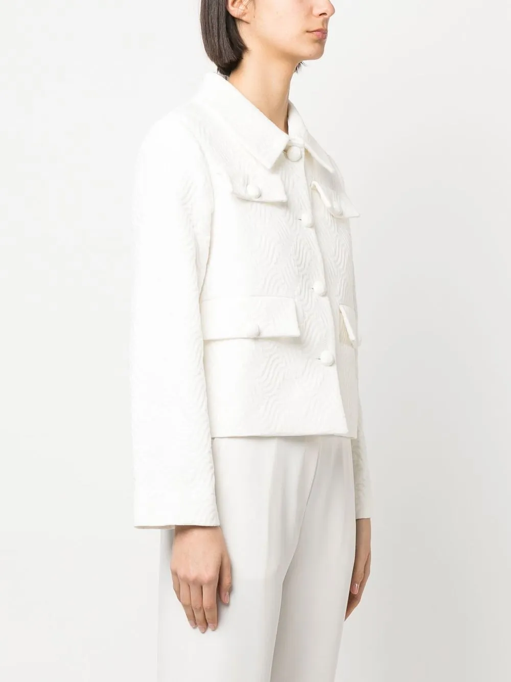 P.a.r.o.s.h Embossed-texture Cropped Jacket In White