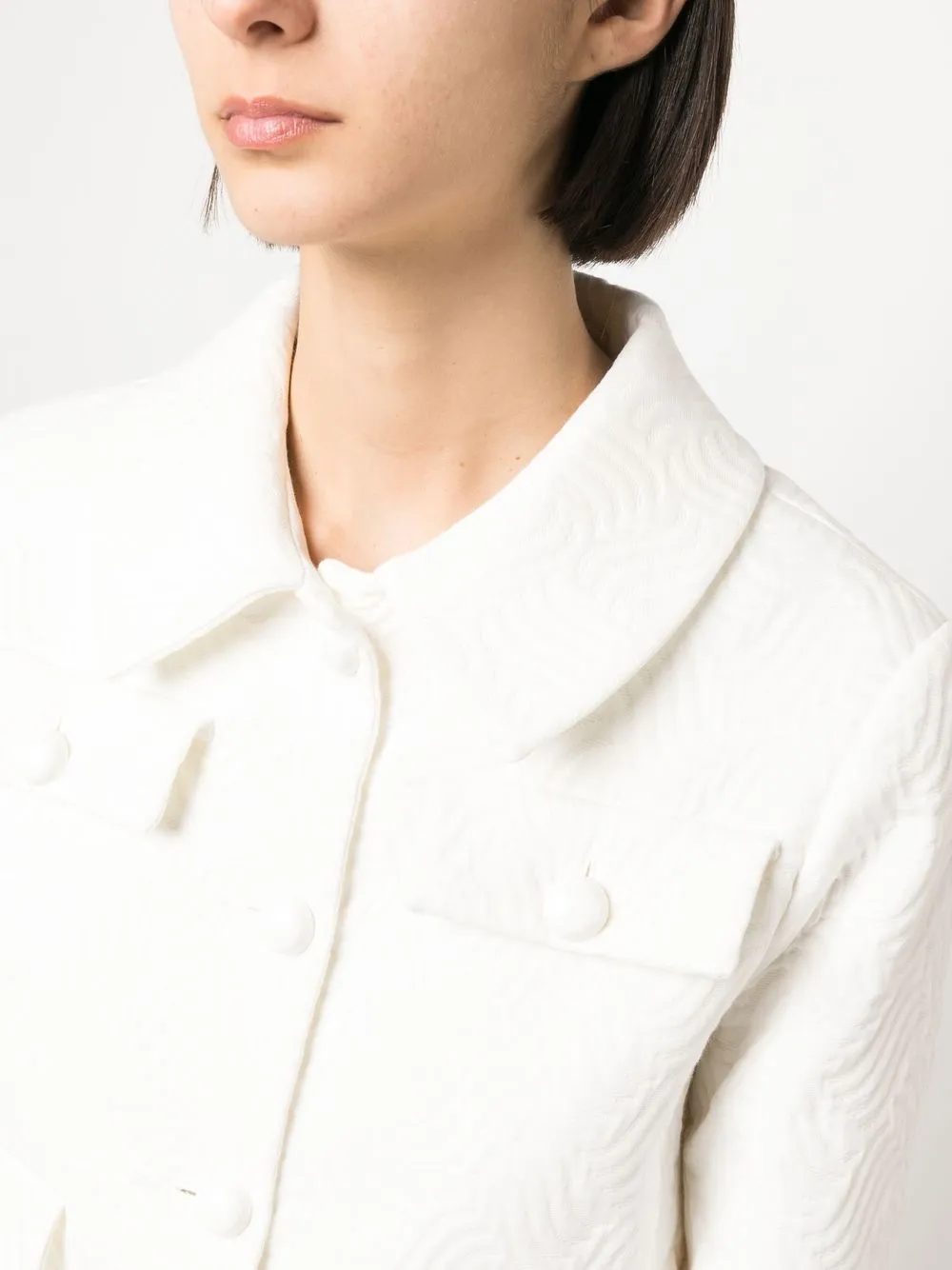 P.a.r.o.s.h Embossed-texture Cropped Jacket In White