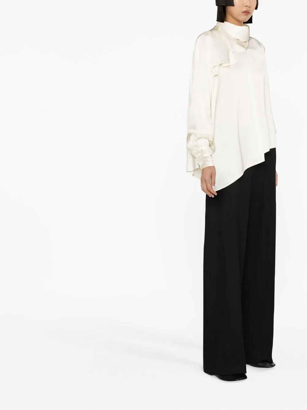 The Row Pantalon met wijde pijpen Zwart