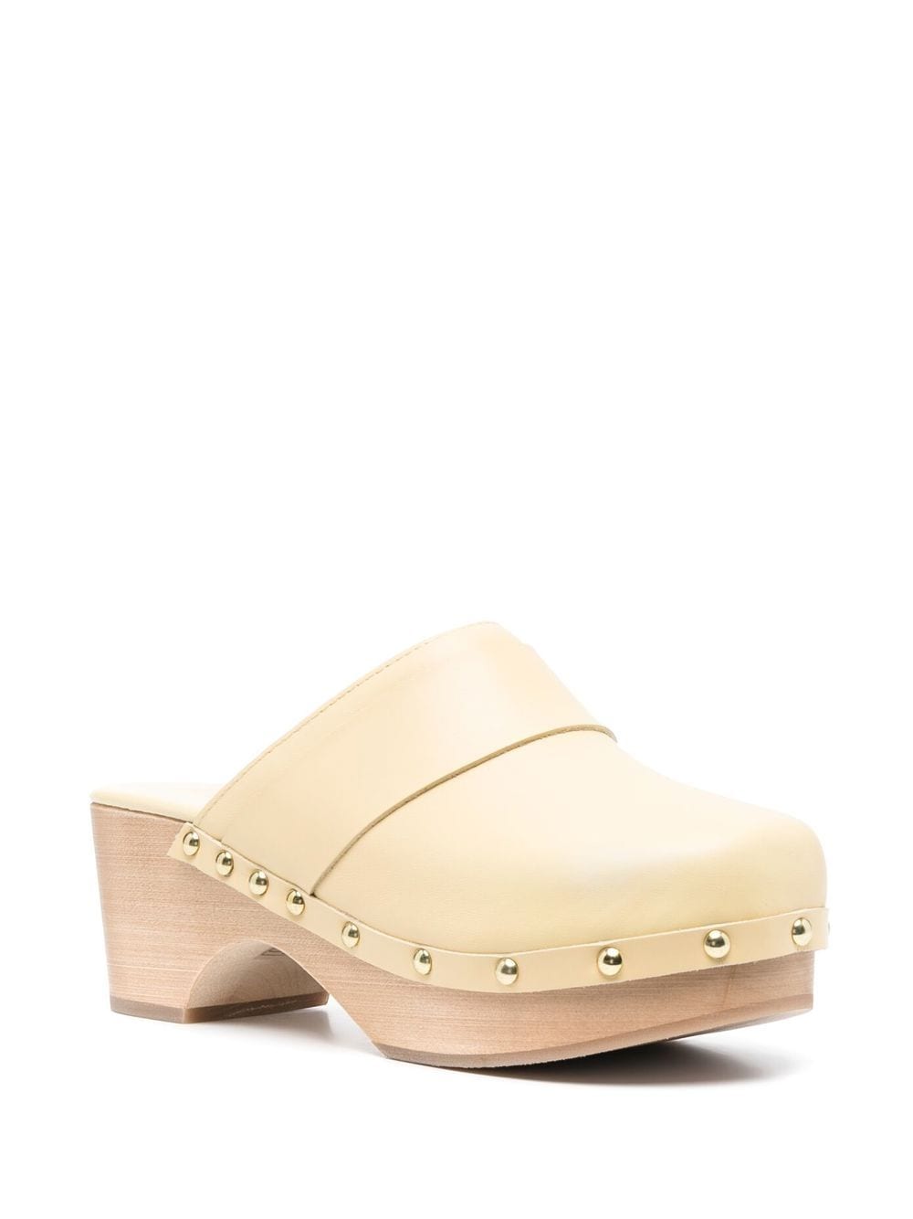 Shop Aeyde Bibi Studded Leather Mules In Gelb